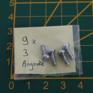 Lot de 4 vis 9x3mm argentées