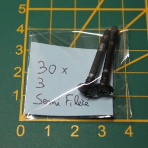 Lot de 2 vis 30x3mm semi-filetées