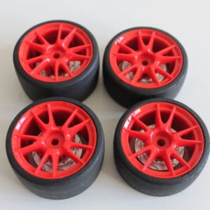 Roues "10 bâtons rouge" pour Nikko Evolution 1/14 (Porsche 911 GT3 RS)