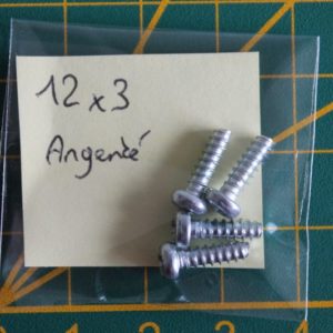 Lot de 4 vis 12x3mm argentées