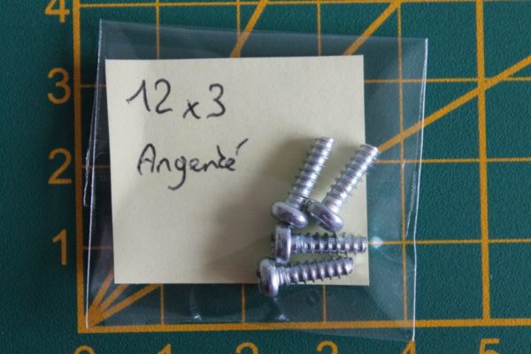Lot de 4 vis 12x3mm argentées