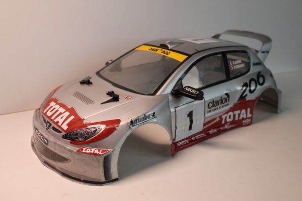 Carrosserie Peugeot 206 WRC pour Nikko Super Evolution 1/10 2 roues motrices + supports et clips