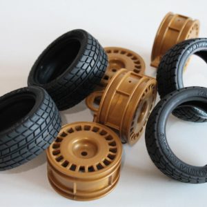 Roues "Tamiya Subaru Impreza" avec pneus "Radiaux" pour Nikko Super Evolution 1/10 2 ou 4 roues motrices