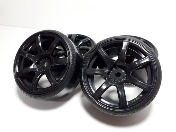 Roues noires "Drift" pour Nikko Super Evolution 1/10 4 roues motrices