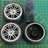 Roues complètes "14 batons chromées" avec pneus striés pour Nikko Super Evolution 1/10 – Image 4
