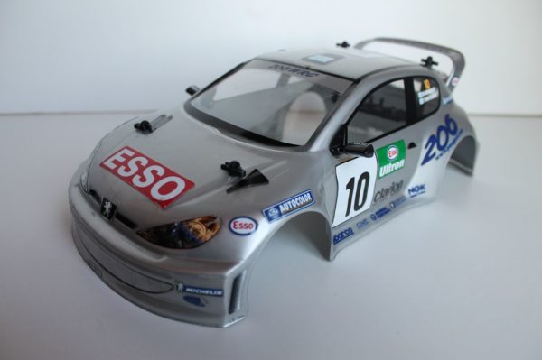 Carrosserie Peugeot 206 WRC (grise) pour Nikko Evolution 1/14 + supports et clips
