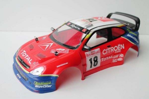Carrosserie Citroën Xsara WRC (bleue, version 2) pour Nikko Evolution 1/14 + supports et clips