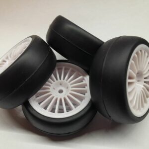 Roues complètes "20 batons blanches" avec pneus slick pour Nikko Super Evolution 1/10