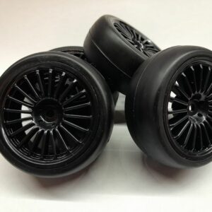 Roues complètes "20 batons noires" avec pneus slick pour Nikko Super Evolution 1/10